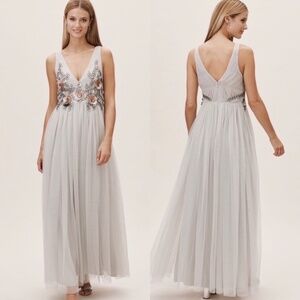 BHLDN Anthropologie Isabel Nymph Dress in Fog Size 2